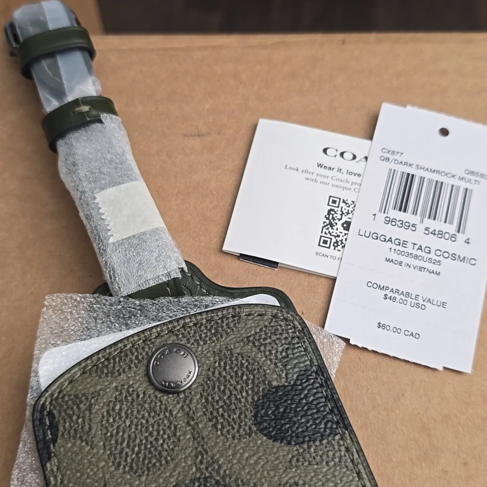 NWT Coach Camouflage Luggage Tag Camo Bag Tag